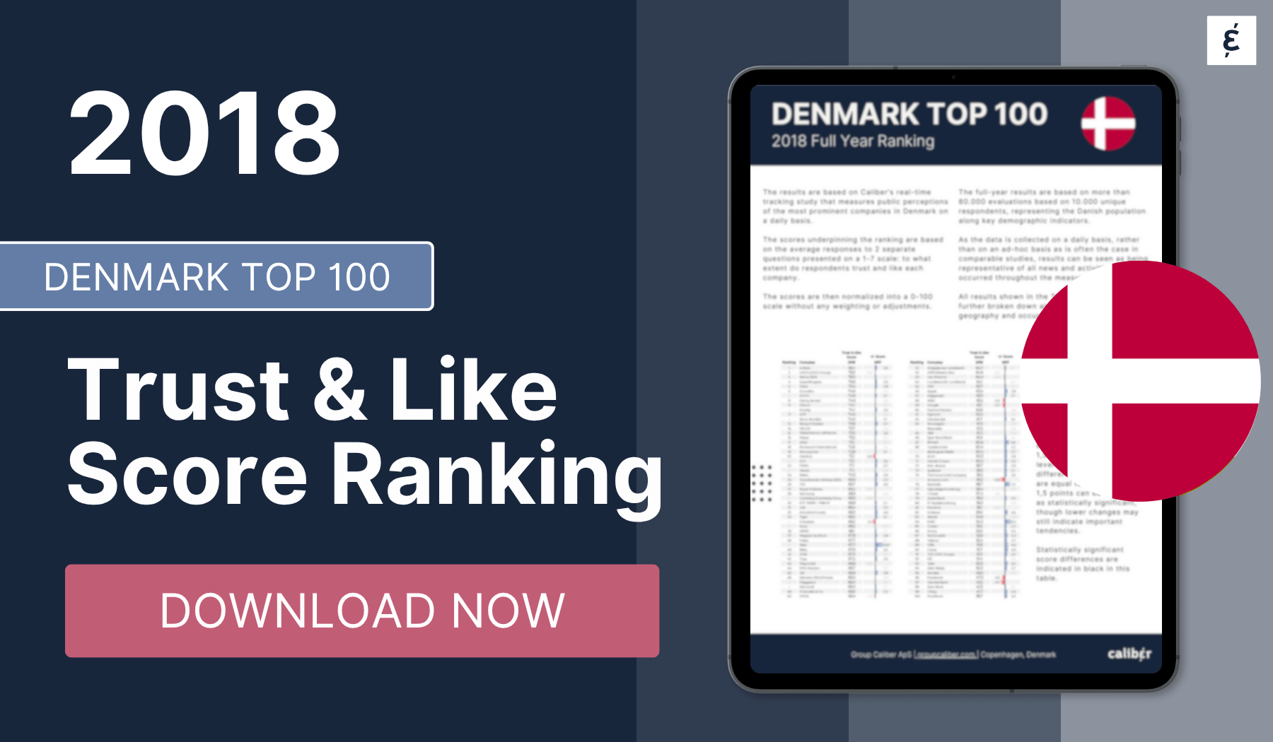 DENMARK Top 100 Trust & Like Score Ranking 2018 - Caliber