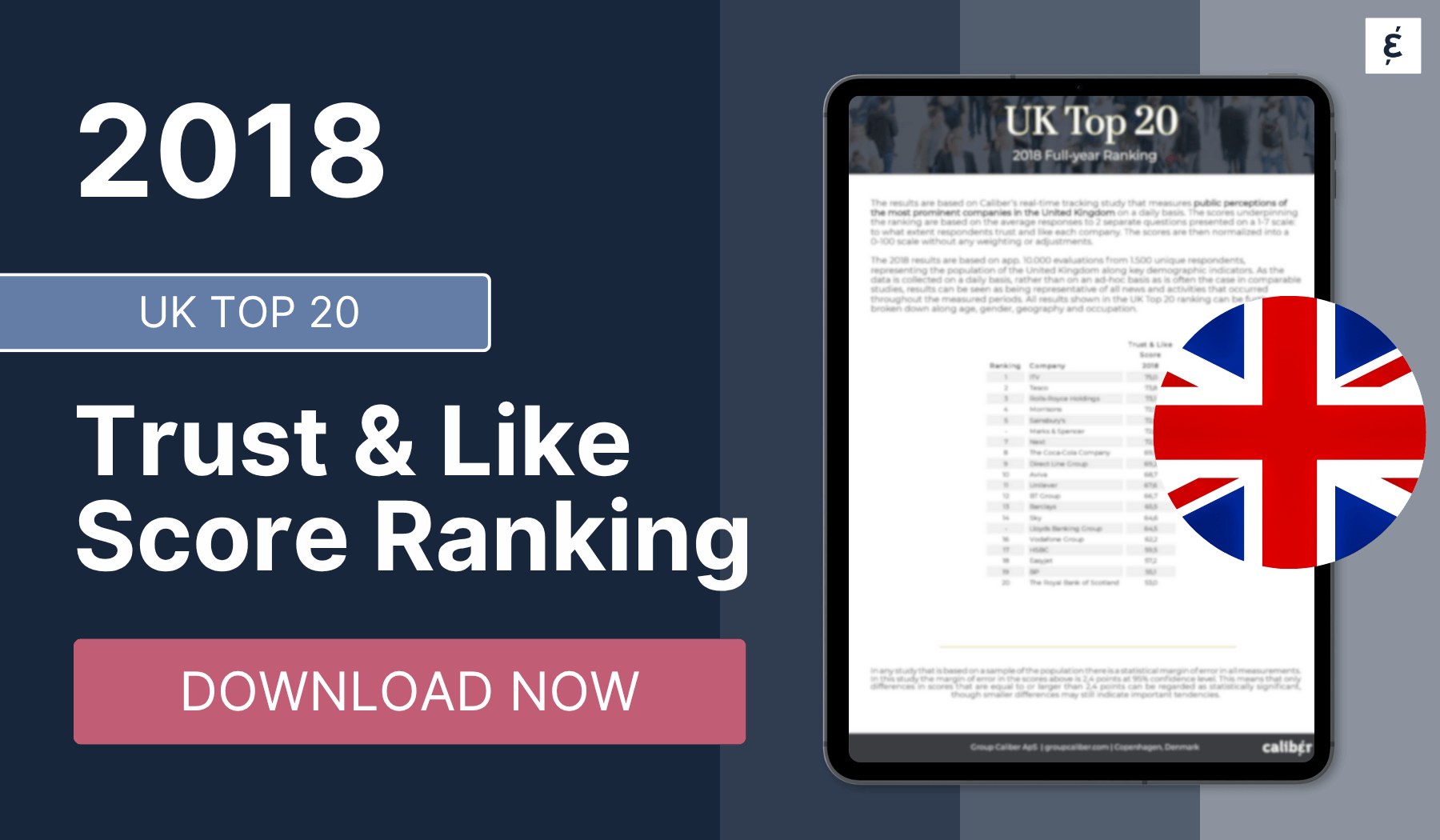 UK TOP 20 Trust & Like Score Ranking 2018- Caliber