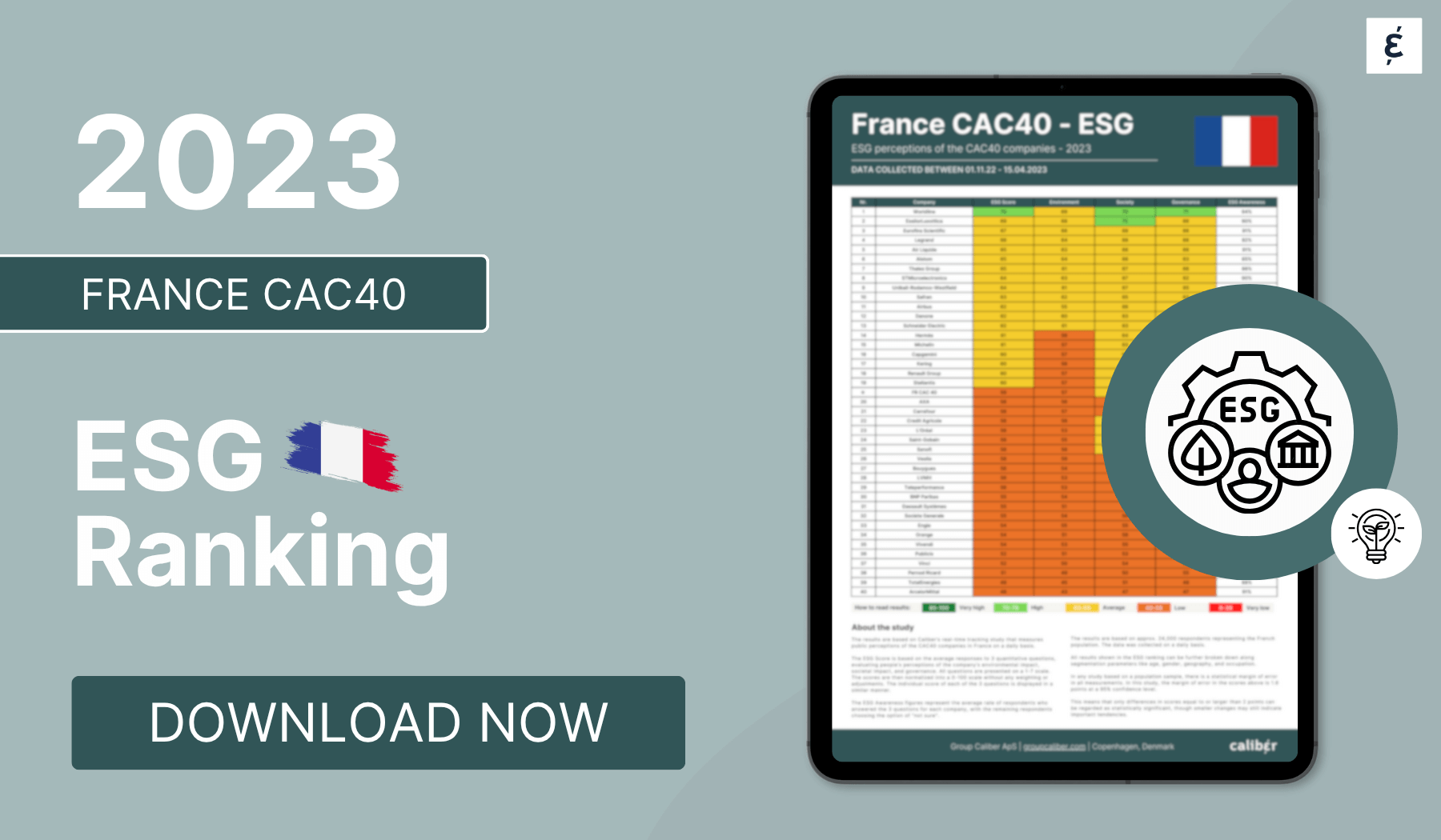 France CAC40 ESG Ranking 2023 - Caliber