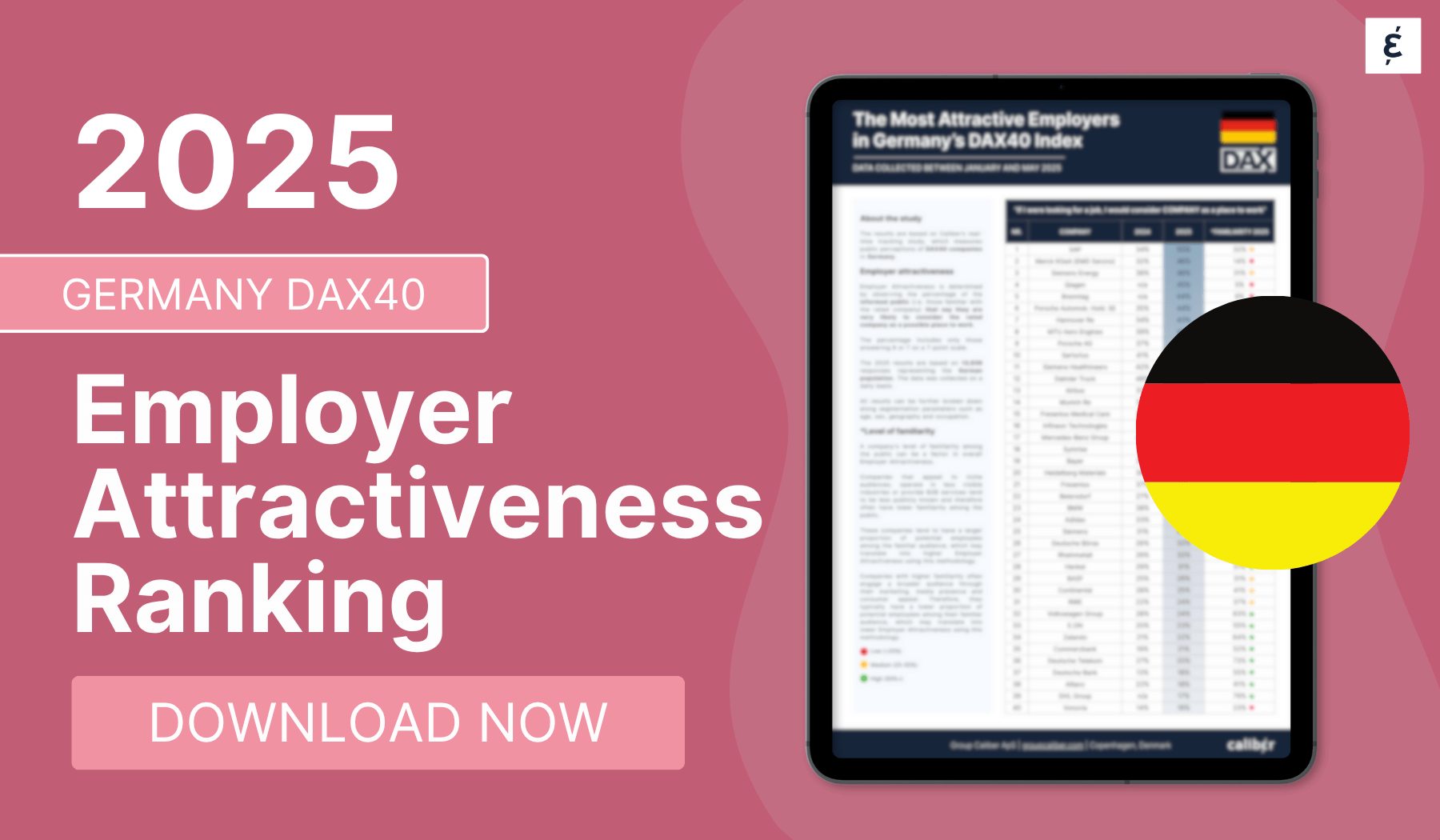 Germany DAX40 Employer Attractiveness Ranking 2025 - Caliber