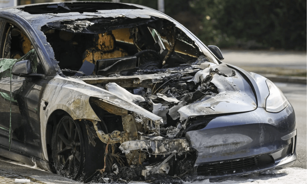Teslas are getting torched in Berlin as surveys show Germans are deserting Elon Musk’s carmaker in droves