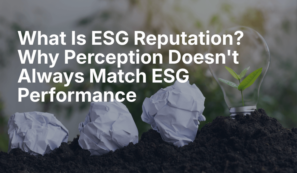 What Is ESG Reputation? Why Perception Doesn’t Always Match ESG Performance